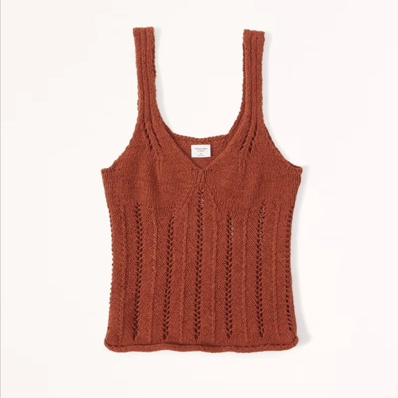 NWT Abercrombie Skimming V-Neck Crochet Tank - Picture 4 of 5